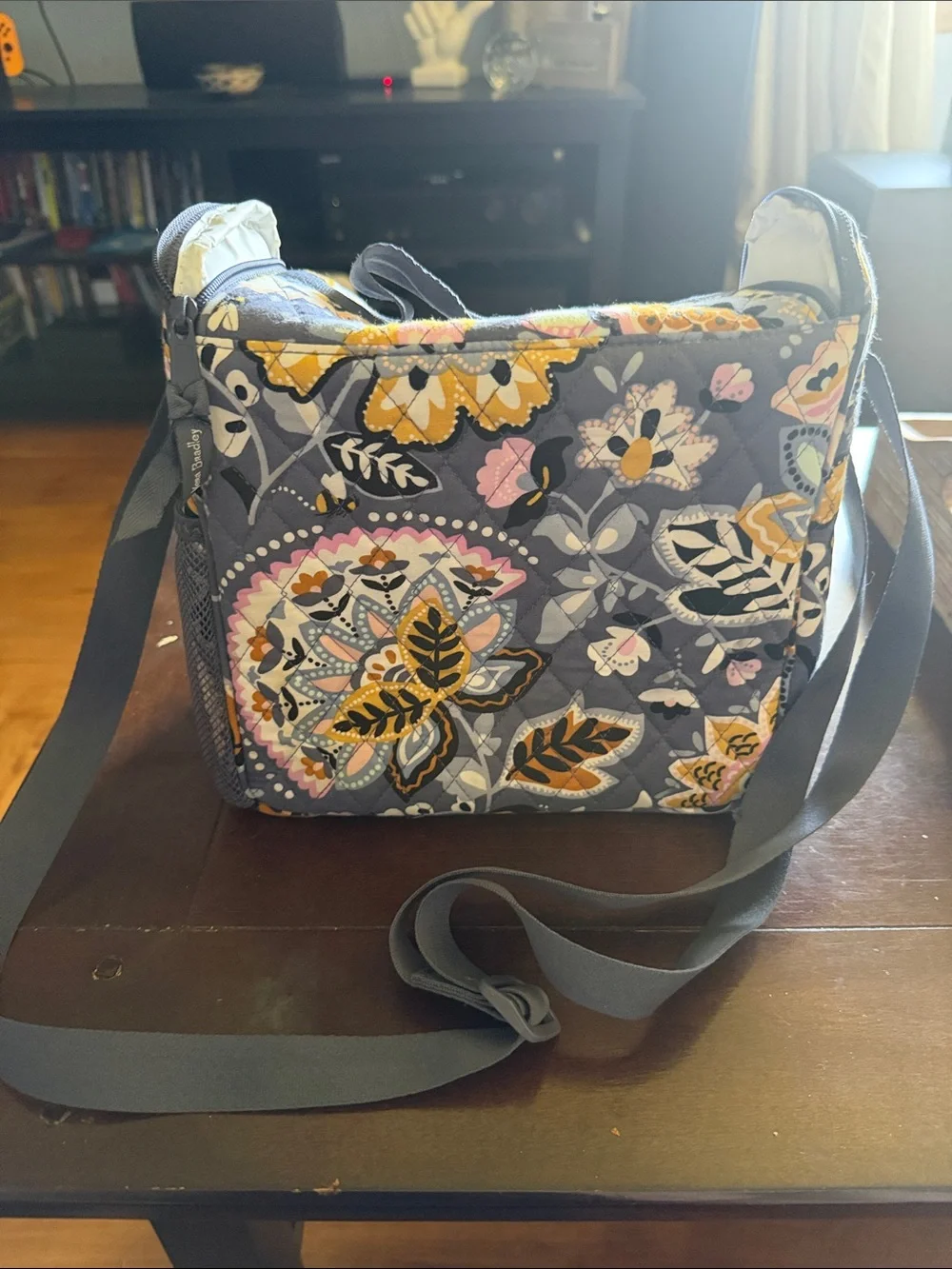 Vera Bradley Quilted Floral Insulated Lunch Bag - Gray/Yellow/Pink
